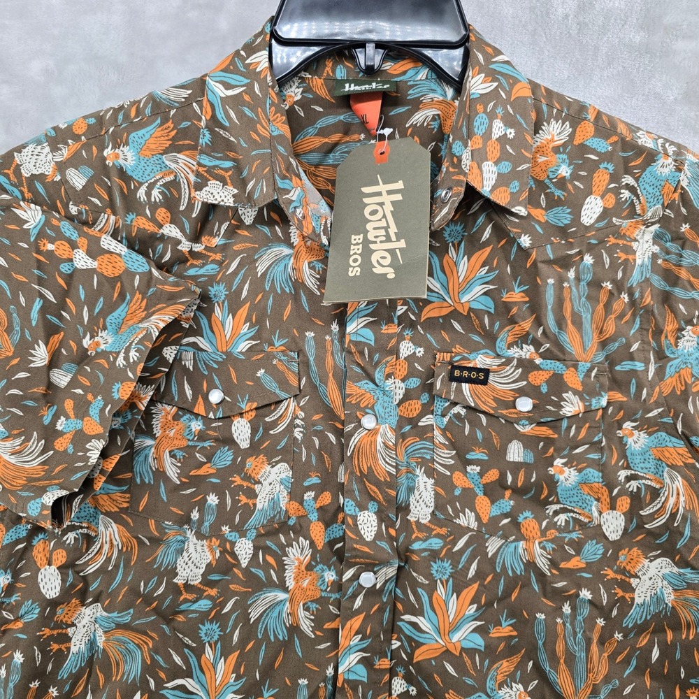 Howler Brothers Kids XL Snapshirt Mocha Gallos Galore H Bar B Rooster Cactus